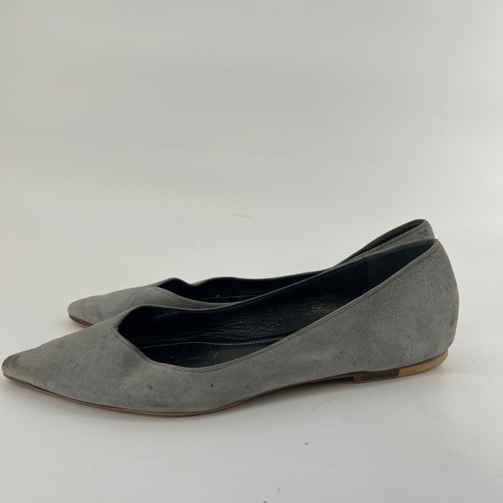Balenciaga Paris Grey Suede Pointed Toe V-Neck Flats Shoes Size 38 Made in Italy - Picture 4 of 10